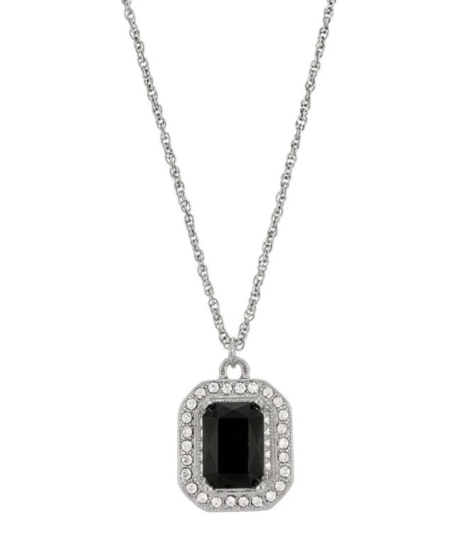 Black Stone & Crystal Pendant