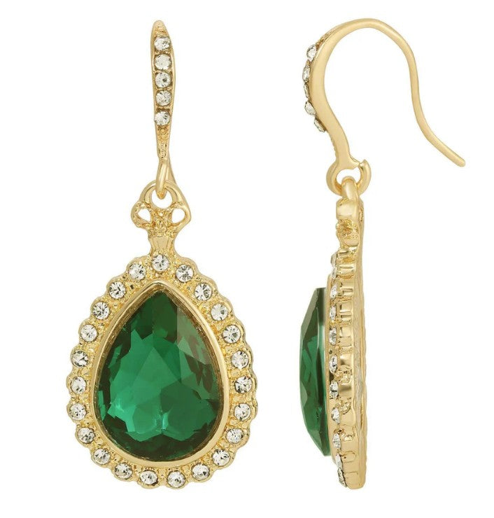 Regency Stone Teardrop Crystal Drop Earrings