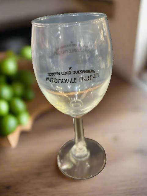 ACDAM logo stemmed wine glass