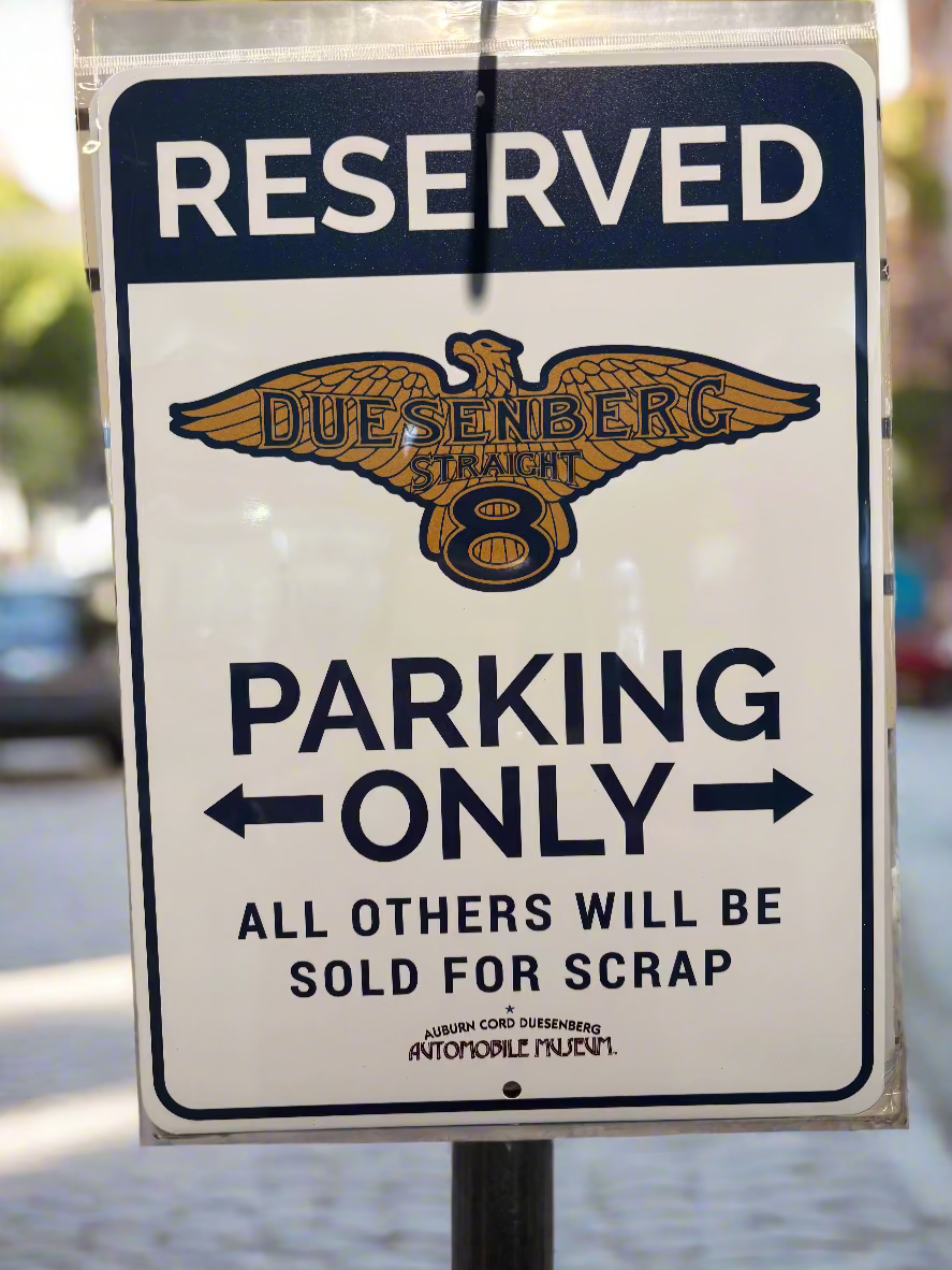 RESERVED PARKING - DUESENBERG metal sign