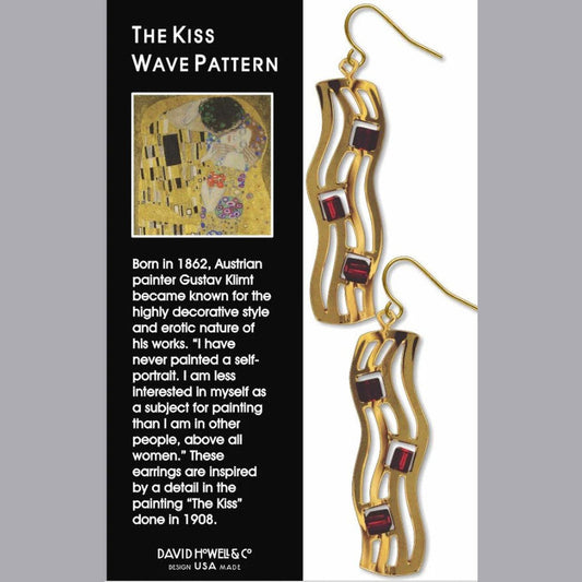 Klimt The Kiss Wave Pattern Earrings, Gold/Amber