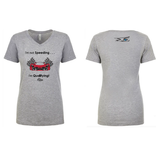 SHE-RACING Red Car Qualifying T Shirt