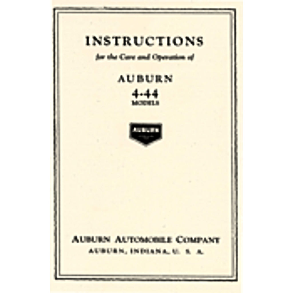 1926 Auburn 4-44 Owner's Manual – Auburn Cord Duesenberg Automobile Museum