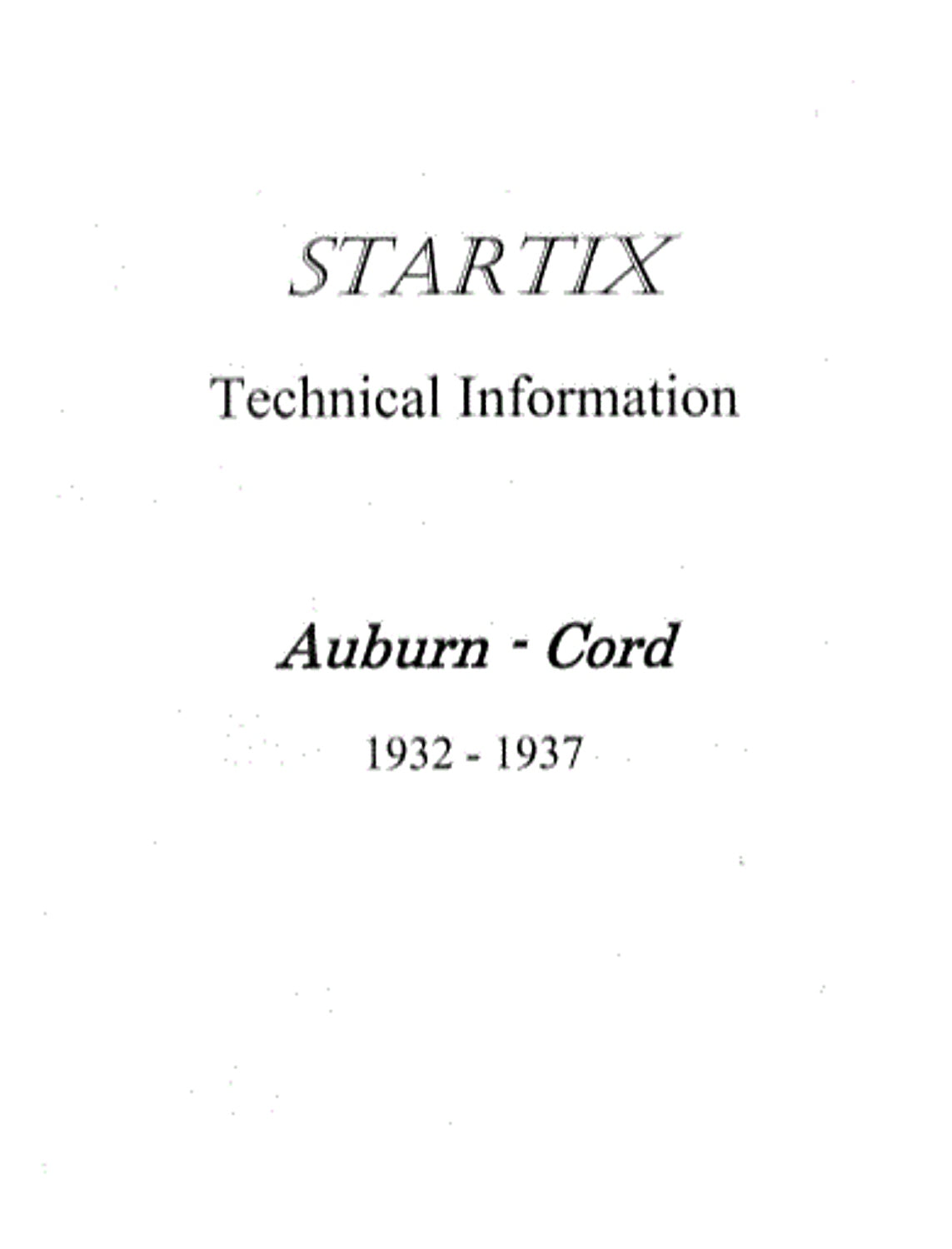 Startix Repair Manual