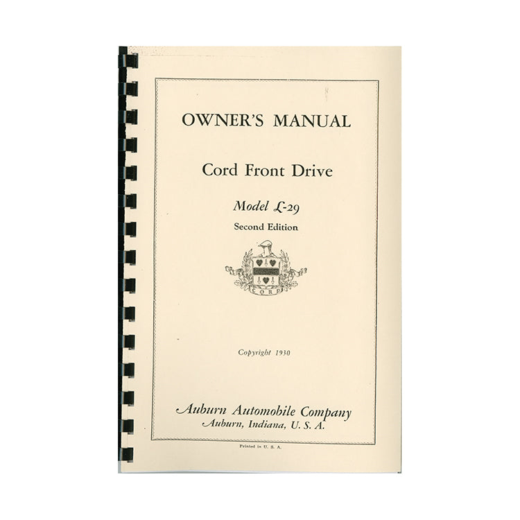 1929-1931 Cord L-29 Owner's Manual