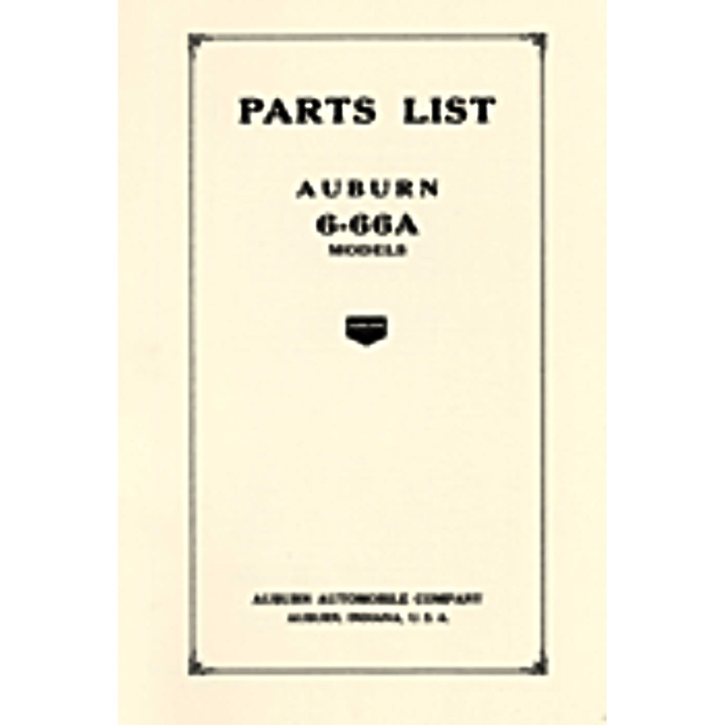 1927 Auburn 6-66A Parts List