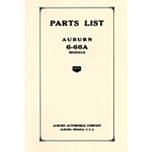 1927 Auburn 6-66A Parts List