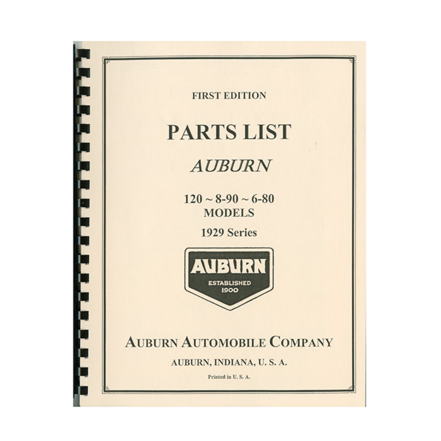 1929 Auburn Parts List