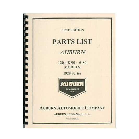 1929 Auburn Parts List