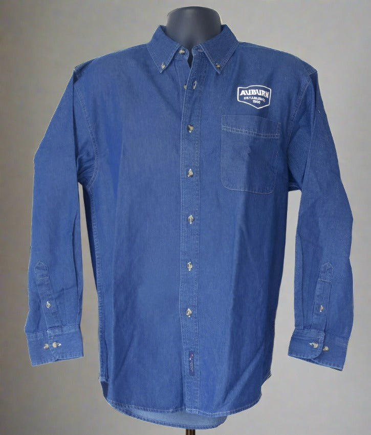 Auburn Logo Denim Long Sleeve Shirt