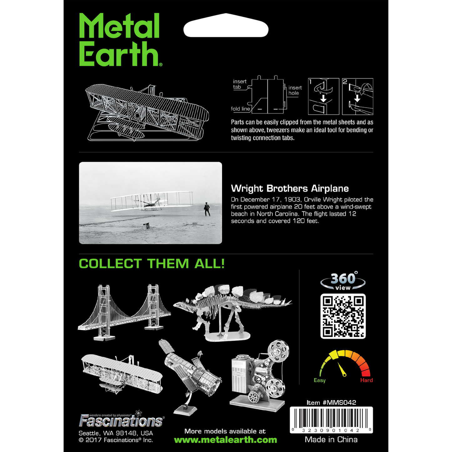 Wright Brothers Airplane Metal Earth