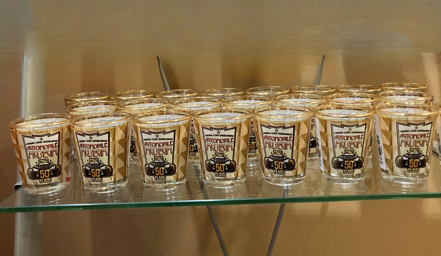 50th Anniversary shot glass with gold rim