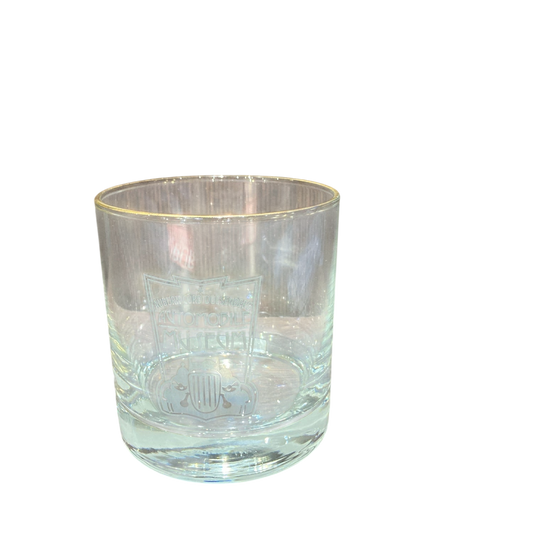 Gold Rim/Etched Whiskey Glass