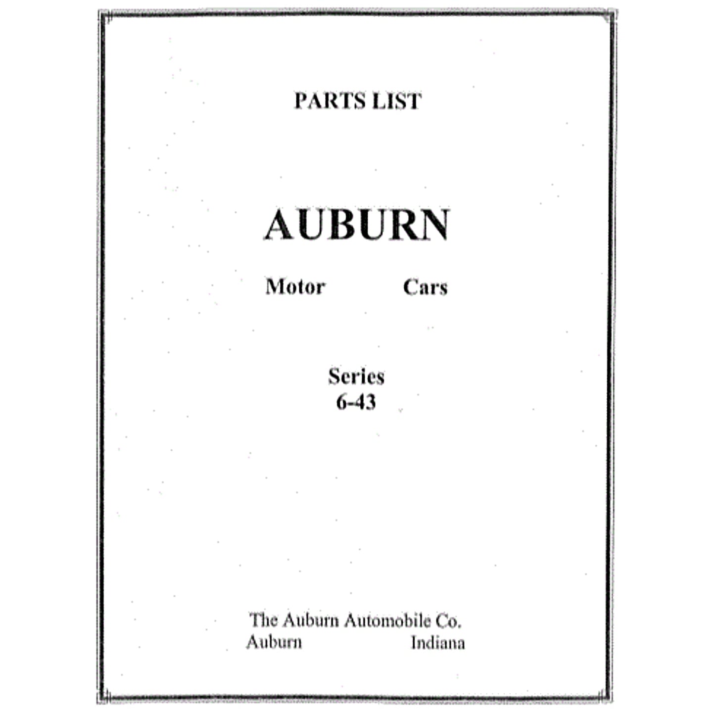 1924 Auburn 6-43 Parts List