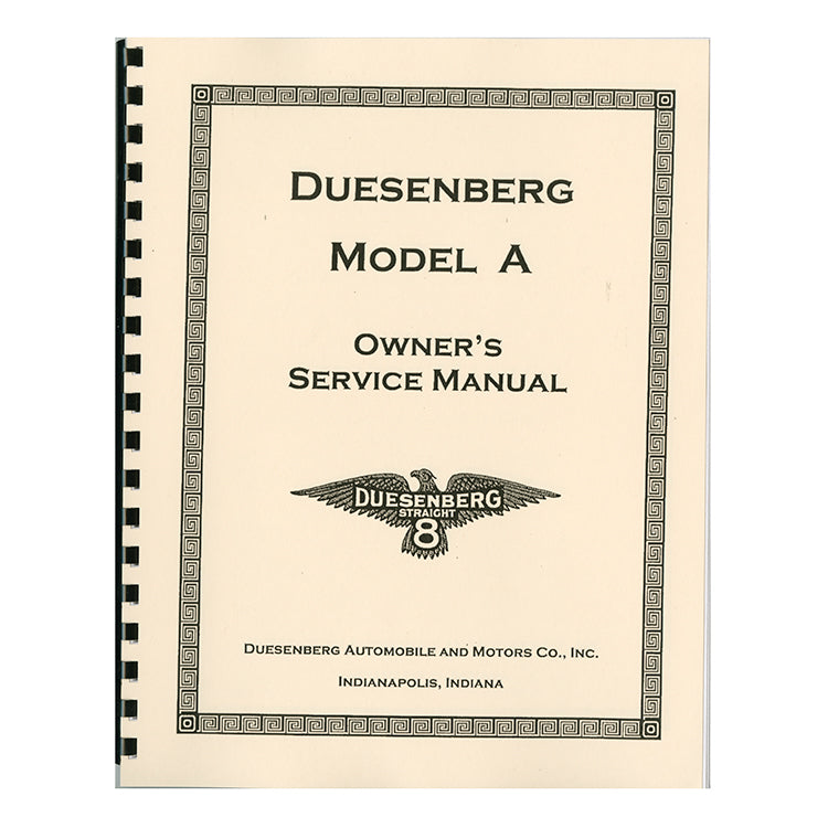 1921-1926 Duesenberg Model A Owner's Manual