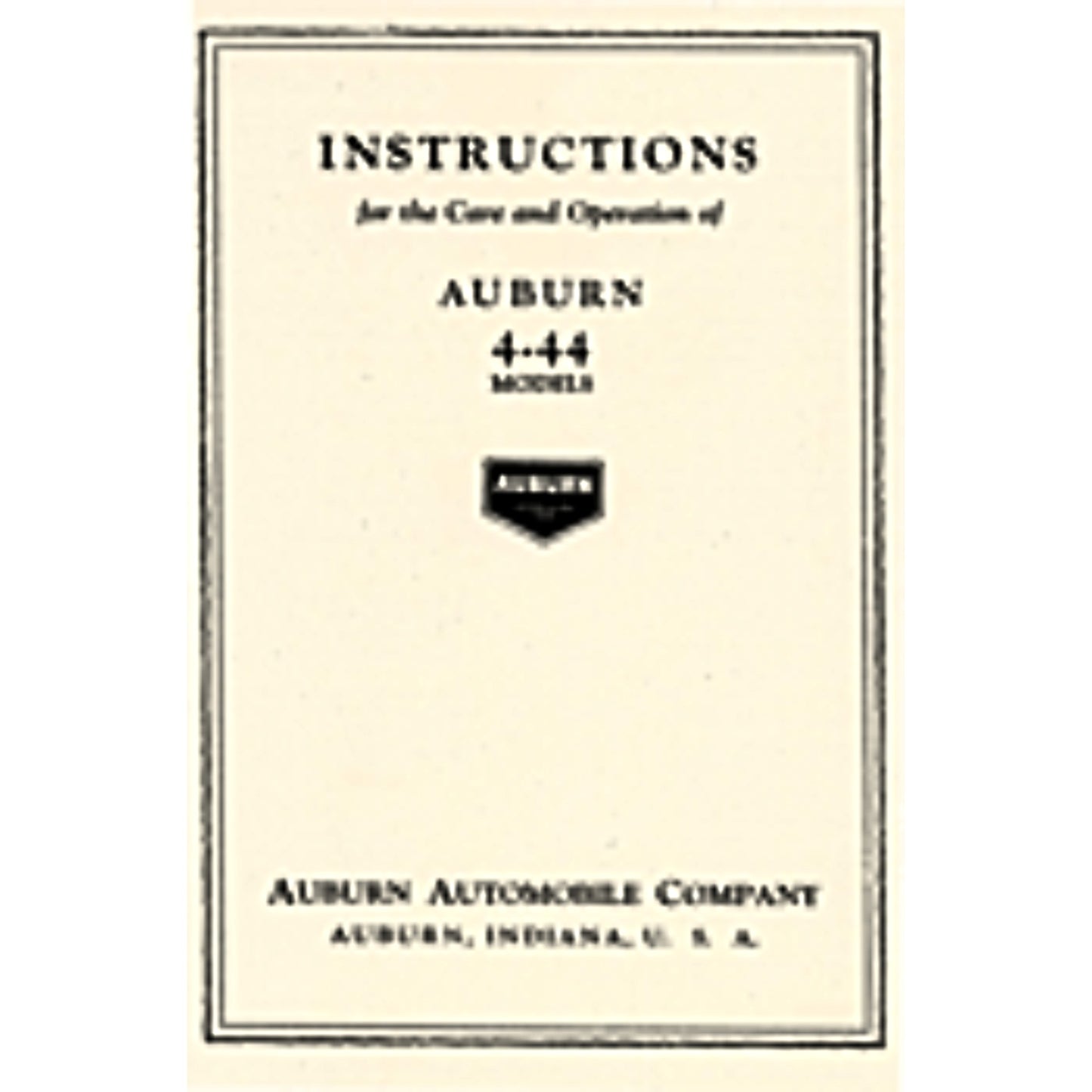 1926 Auburn 4-44 Owner's Manual