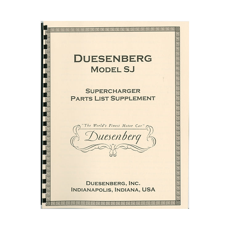 1933-1937 Duesenberg SJ Parts Book