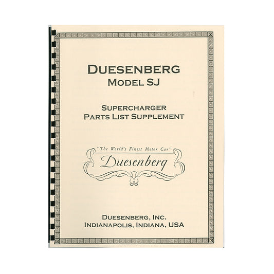 1933-1937 Duesenberg SJ Supercharger Parts Book