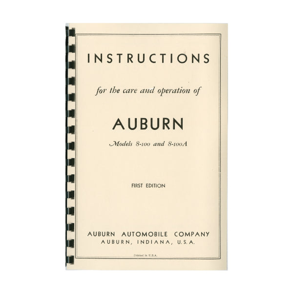 1932 Auburn 8-100 Owner's Manual