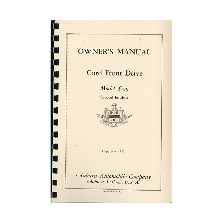 1929-1931 Cord L-29 Owner's Manual