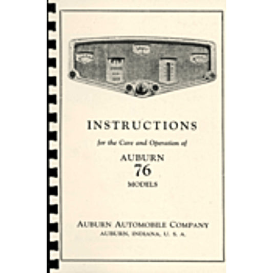 1928 Auburn 6-76 Owner's Manual