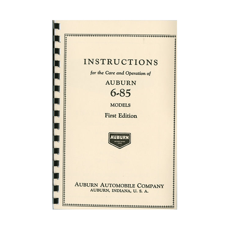 1930 Auburn 6-85 Owner's Manual
