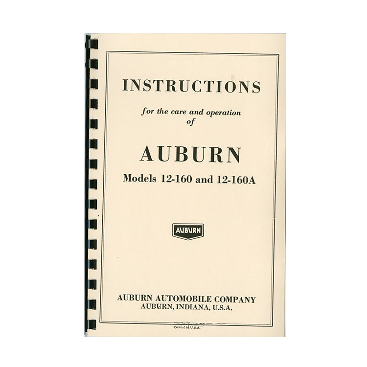 1933 Auburn 12-160 Owner's Manual