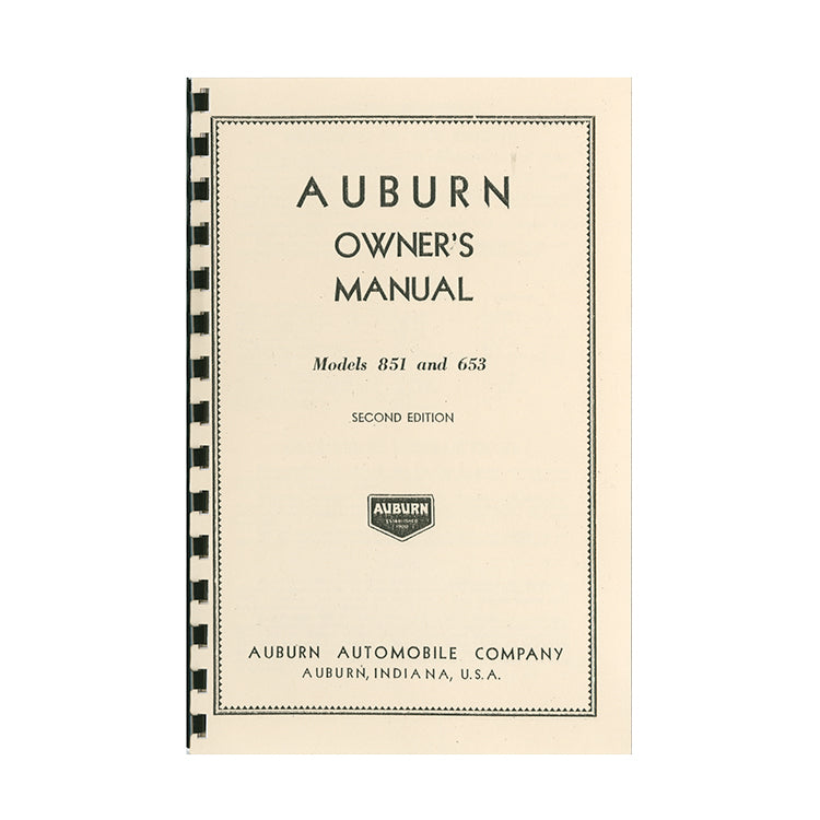1935 Auburn 851 & 653 Owner's Manual