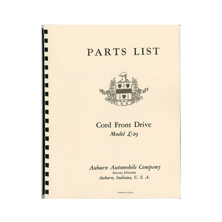 1929-1931 Cord L-29 Parts Manual