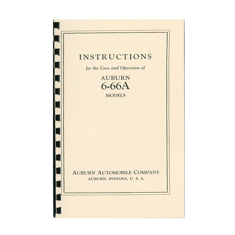 1927 Auburn 6-66A Owner's Manual