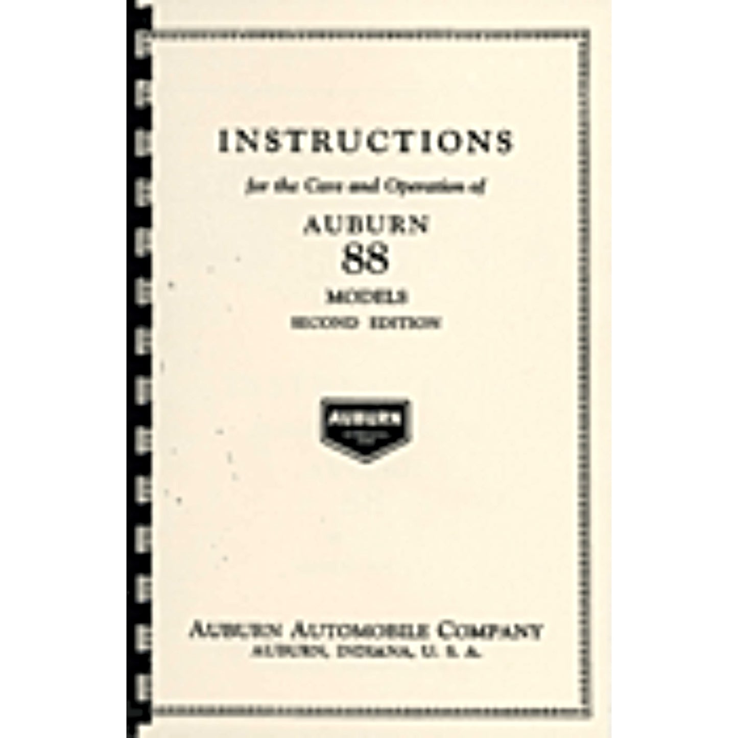 1928 Auburn 8-88 Owner's Manual