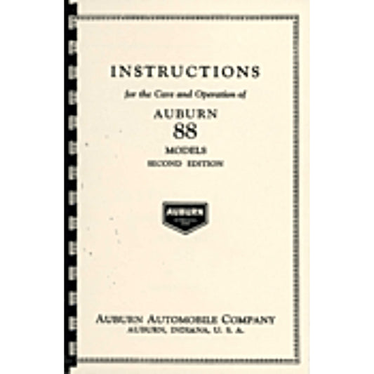 1928 Auburn 8-88 Owner's Manual
