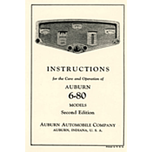 1929 Auburn 6-80 Owner's Manual