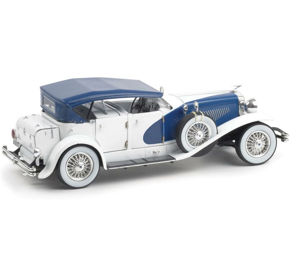 Duesenberg II SJ Phaeton - Blue and White 1:18 Scale Diecast Replica Model by Greenlight