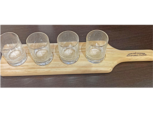 Sampler Flight Paddle with logo, glasses included