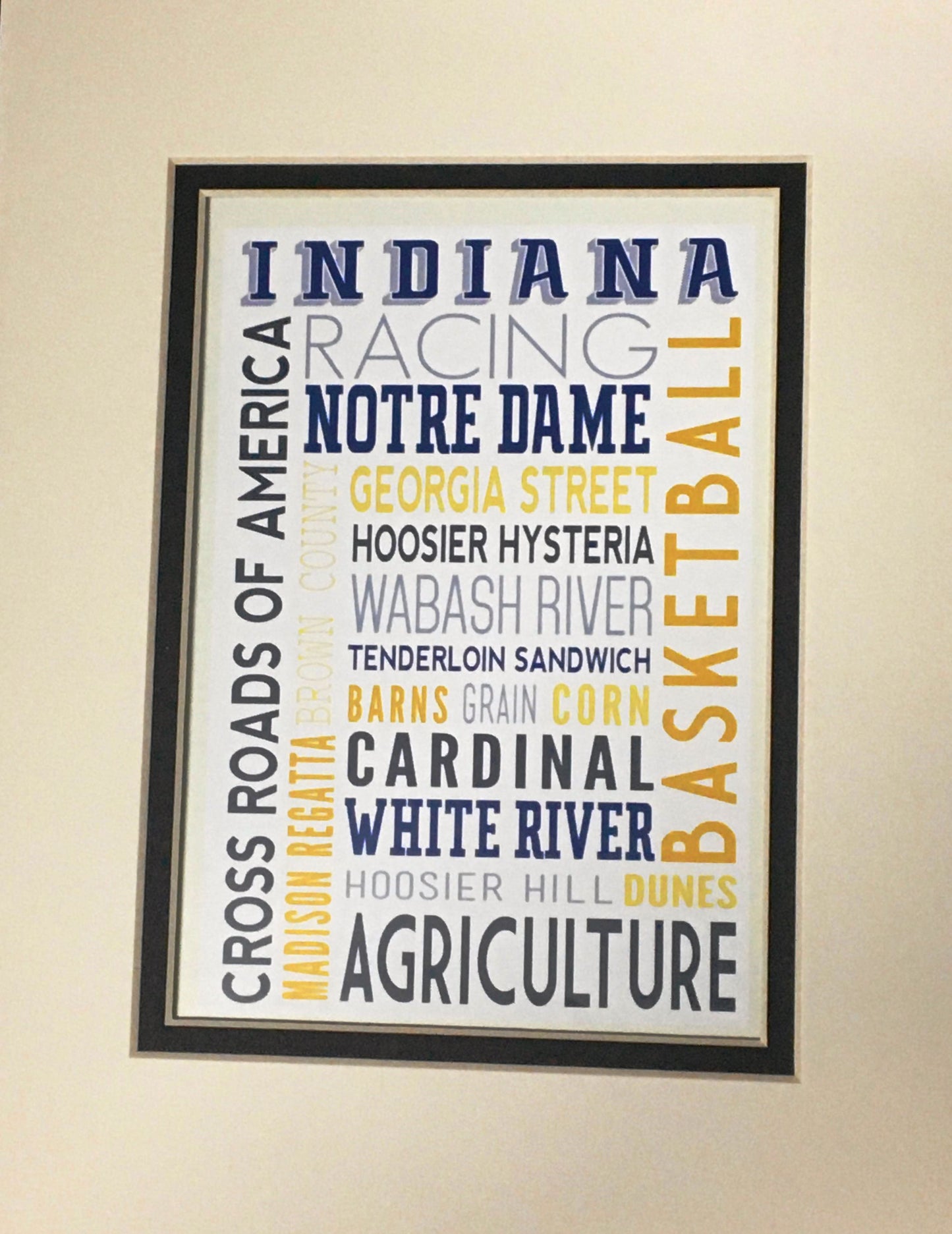 Indiana Typography matted print