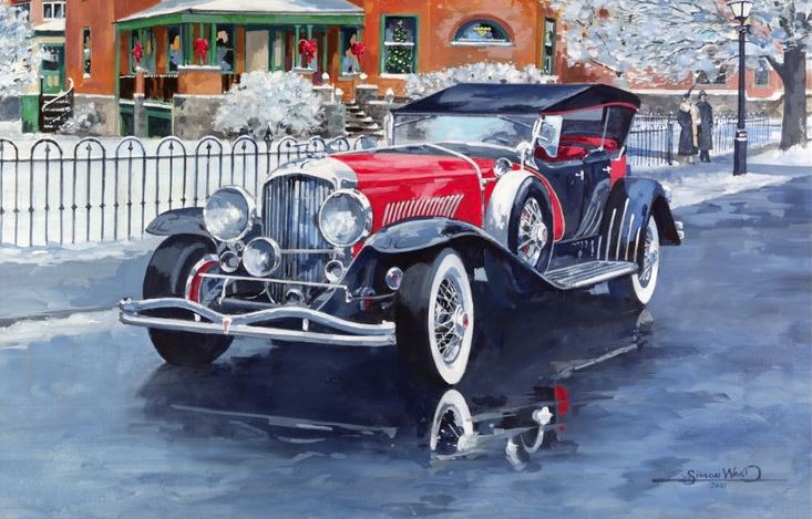 Christmas Car Card with painting by Simon Ward
