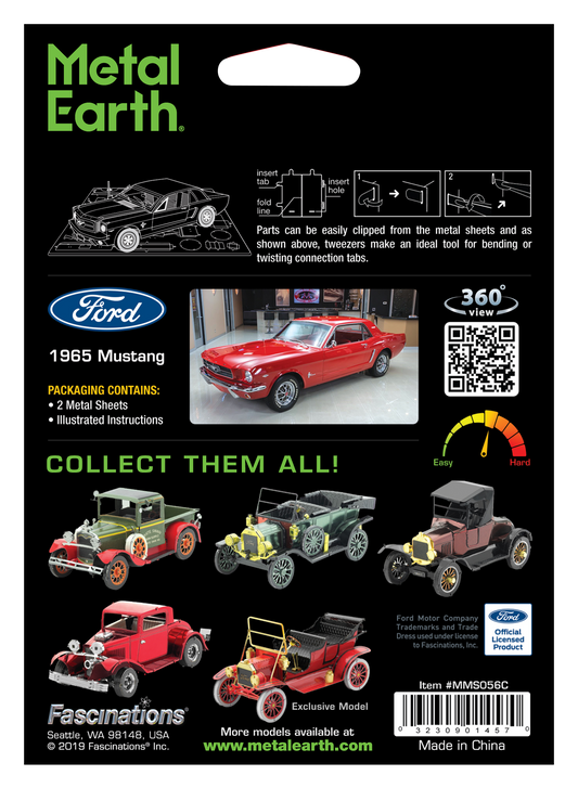 1965 Red Ford Mustang 3D model Metal Earth