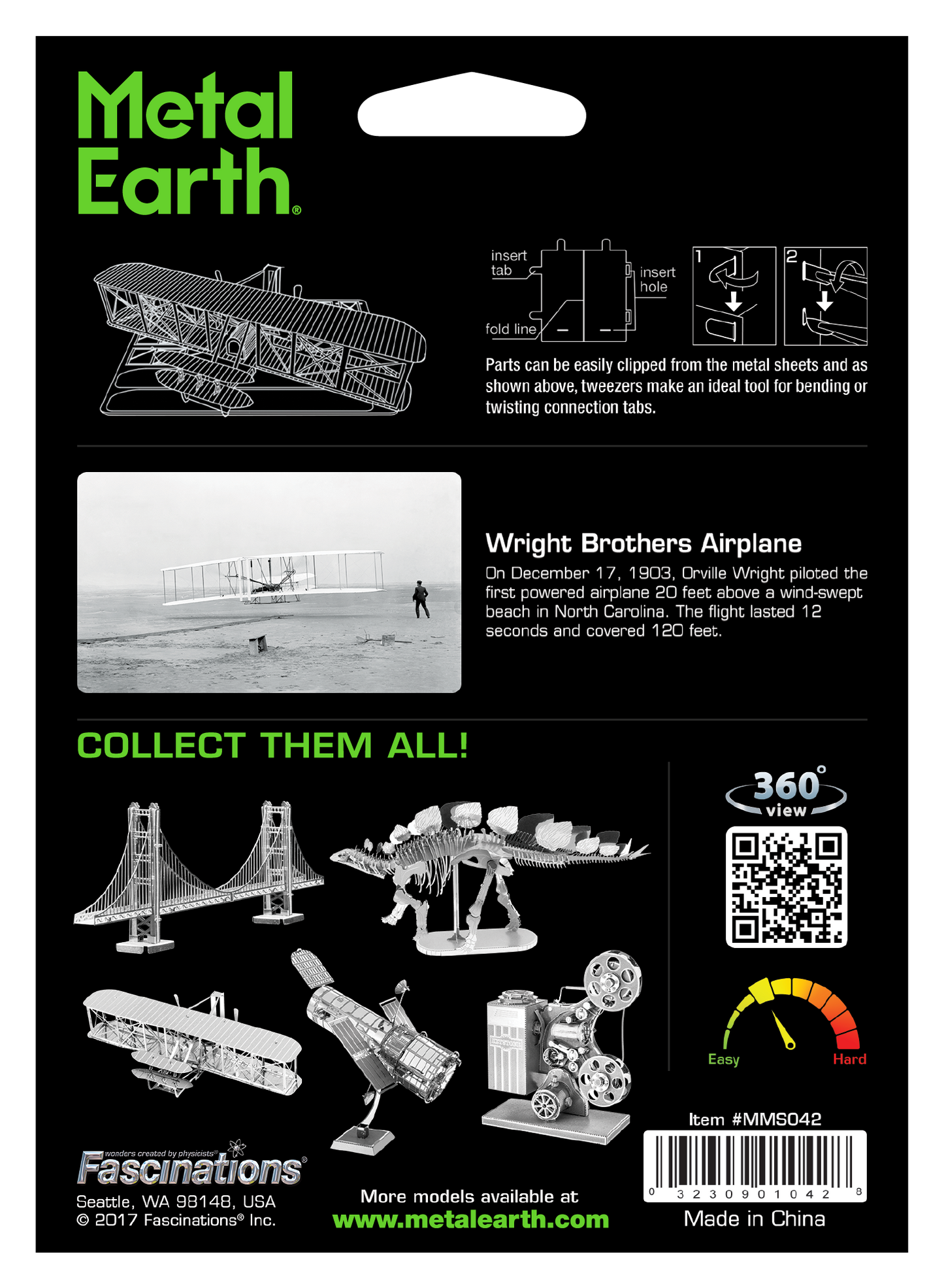 Wright Brothers Airplane 3D model Metal Earth